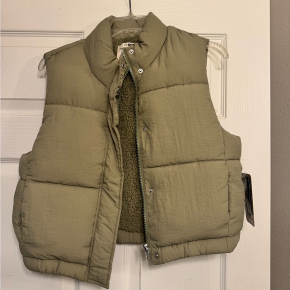 Jackets & Blazers - Olive Green Puffer Vest